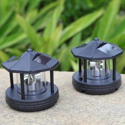 Solar Lighthouse Garden Decor Rotating Beacon Light Waterproof LED Solar Lighthouse Ornament for Outdoor Patio Backyard