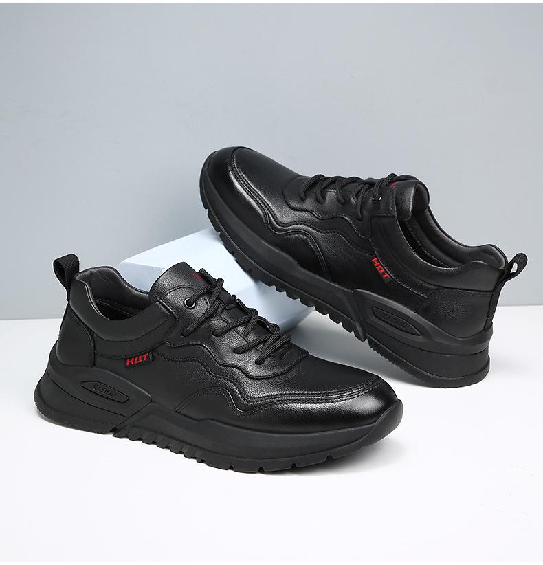 Red Dragonfly Men's Casual Waterproof Leather Sports Shoes for Autumn and Spring