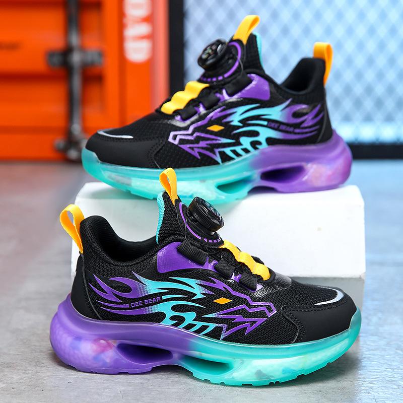 519 students 2025 new button shoes children's sports shoes medium and large children boys soft sole thick sole non-slip and breathable