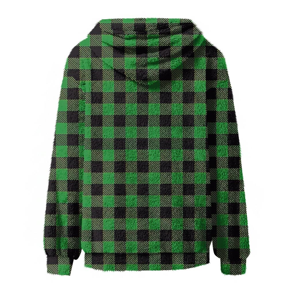 Women's Fashionable Casual Fleece Lined Long Sleeve Pocket Hooded Printed Sweatshirt