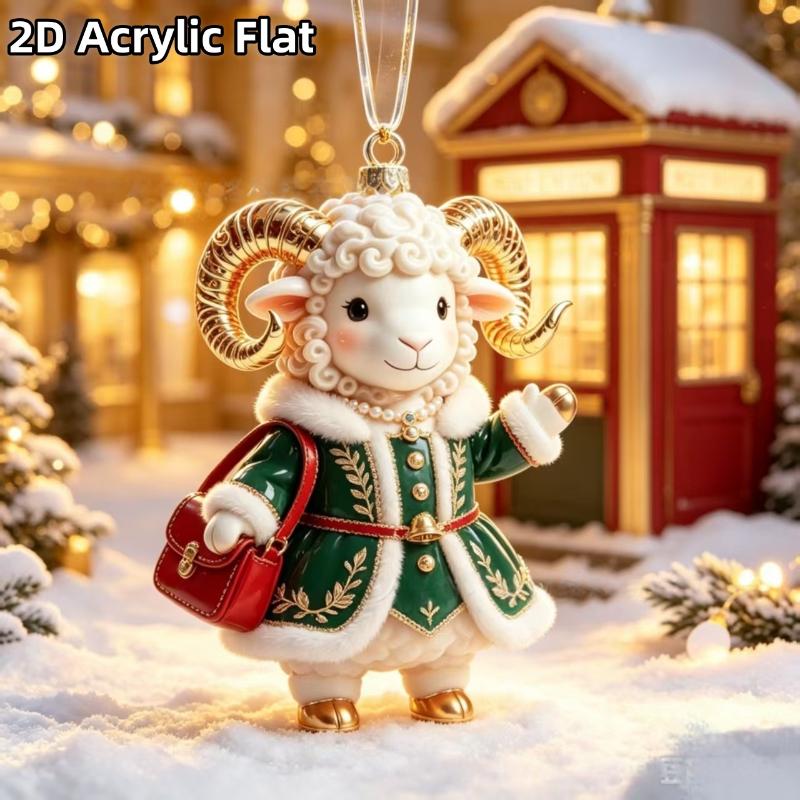 Shining Goat Hanging Ornament 2D Flat Embossed Pattern Goat Bag Charm For Festive Occasions Gifts