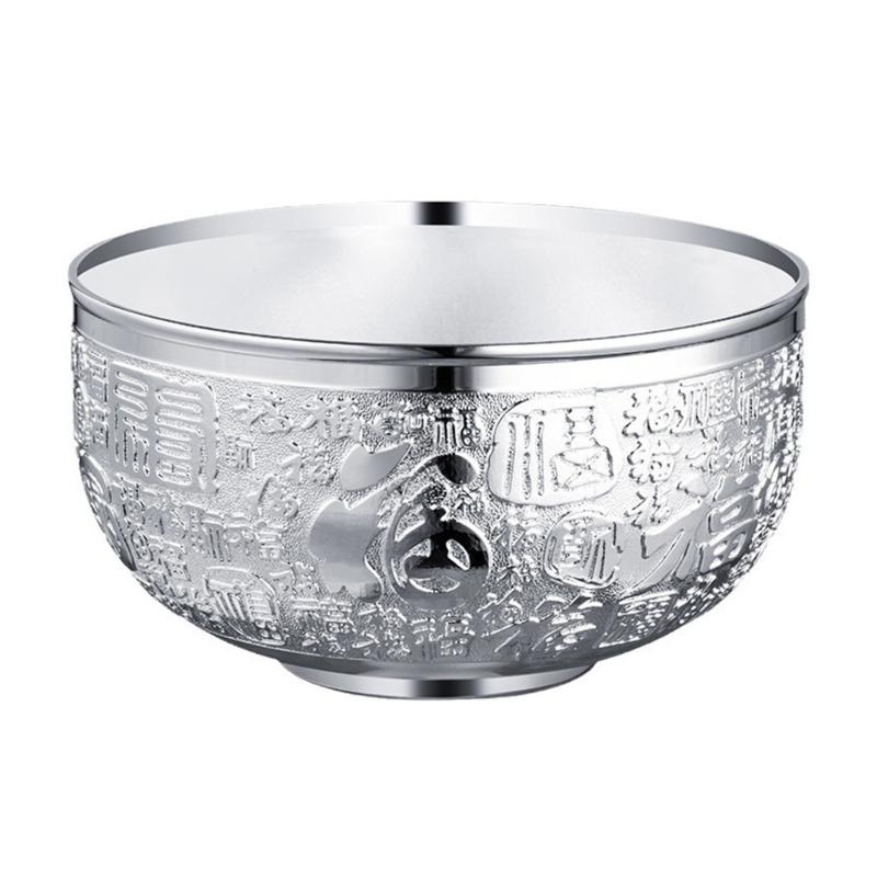 

Multifunctional Lucky Decoration Metal Prosperity Treasure Bowl with Good Fortunes Symbolism Home Altars Accessories серебряный