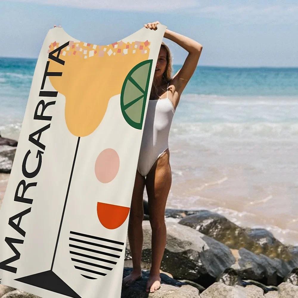 Cartoon Fruit Juice Mojito Aperol Spritz Beach Towel Colorful Bath Towels for Girl Custom Sand Free Beach Yoga Spa Gym Pool