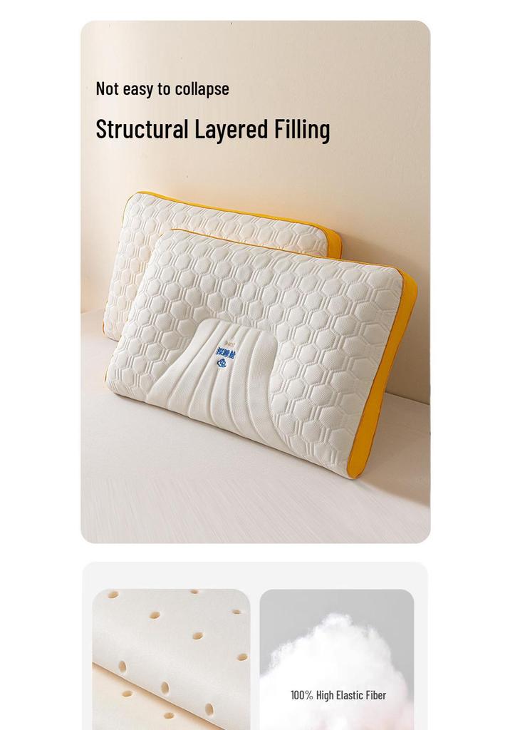Latex Fiber Neck Support Pillow Pair for Adults - Ideal for Sleep Aid, Hotels, Dorms, and Rehabilitation.