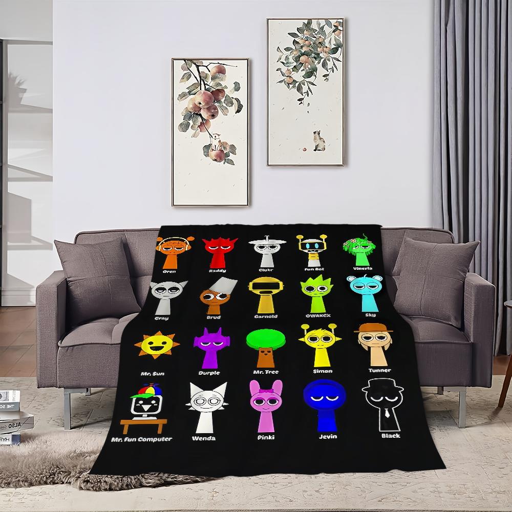 Coperta Gioco Incredibox Sprunki Comfort Amico della Pelle Calda Morbida Coperta in Peluche Adatta Divano Soggiorno Ufficio Camera da Letto