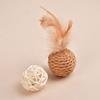 1 Set Cat Toy Felt Sisal Rattan Ball Cat Scratching Post with Bell Feather Large Size Furniture Protection Cat