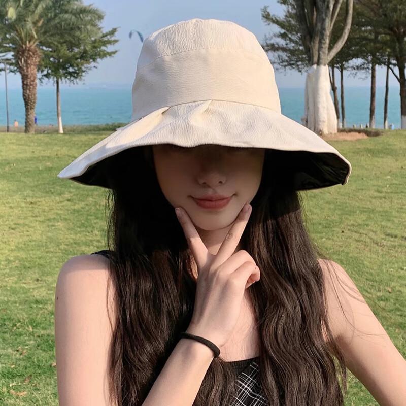 XUEXIMAN New Sun Protection Hat for Women, Summer Black Gel UV-Resistant Bowler Fisherman Hat with Wide Brim for Face And Sun Protectio