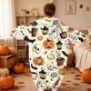 Kids Halloween Printed Flannel Romper Pajama Set for Fun Holiday Sleepwear