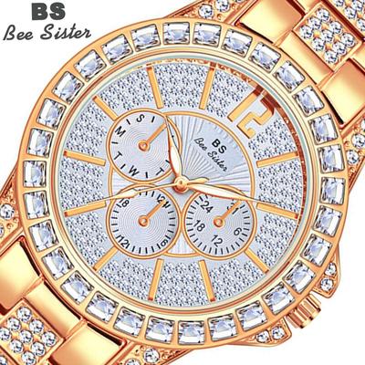 BEE SISTER BS Damenuhren Quarz Diamant Luxusuhr Mode Top-Marken-Armbanduhr Modeuhr Damen Kristallschmuck Roségolduhr 2022