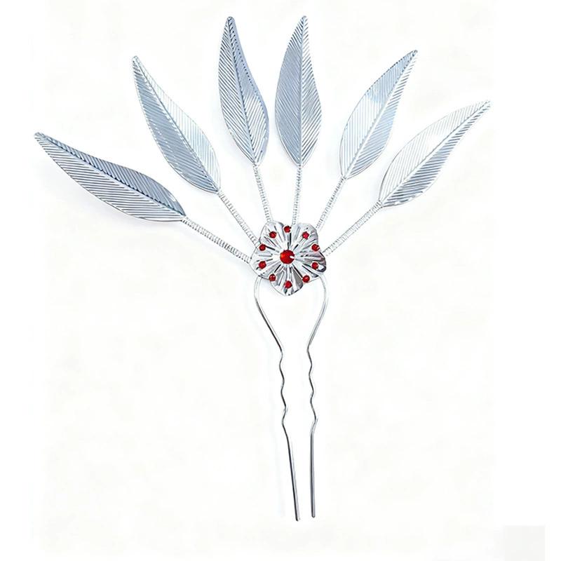 Women Ancient Hanfu Thai Dance Party Headdress Leaf Headwear Hair Clip Umbrella Hair Jewelry Bride Wedding Accessories