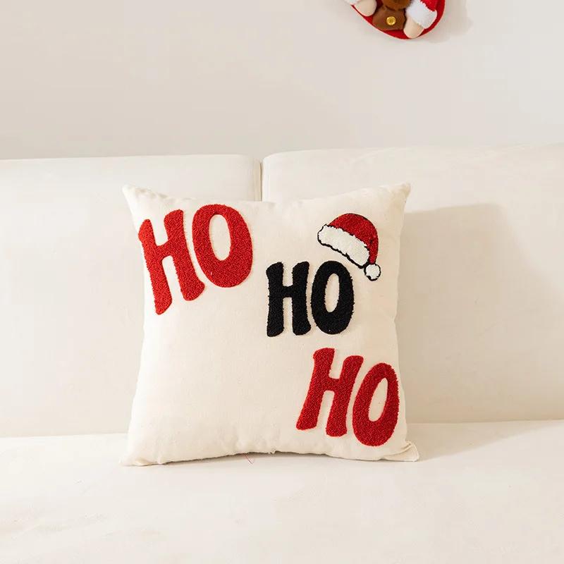 Towel Embroidery Christmas Pillowcase Home Living Room Sofa Cushion Pillowcase Home Christmas Decoration