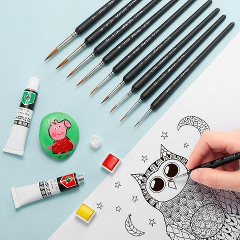 9/10 Pcs Miniature Paint Brush Set Professional Nylon Brush Acrylic Painting Thin Hook Line Pen Art Supplies Hand Painted