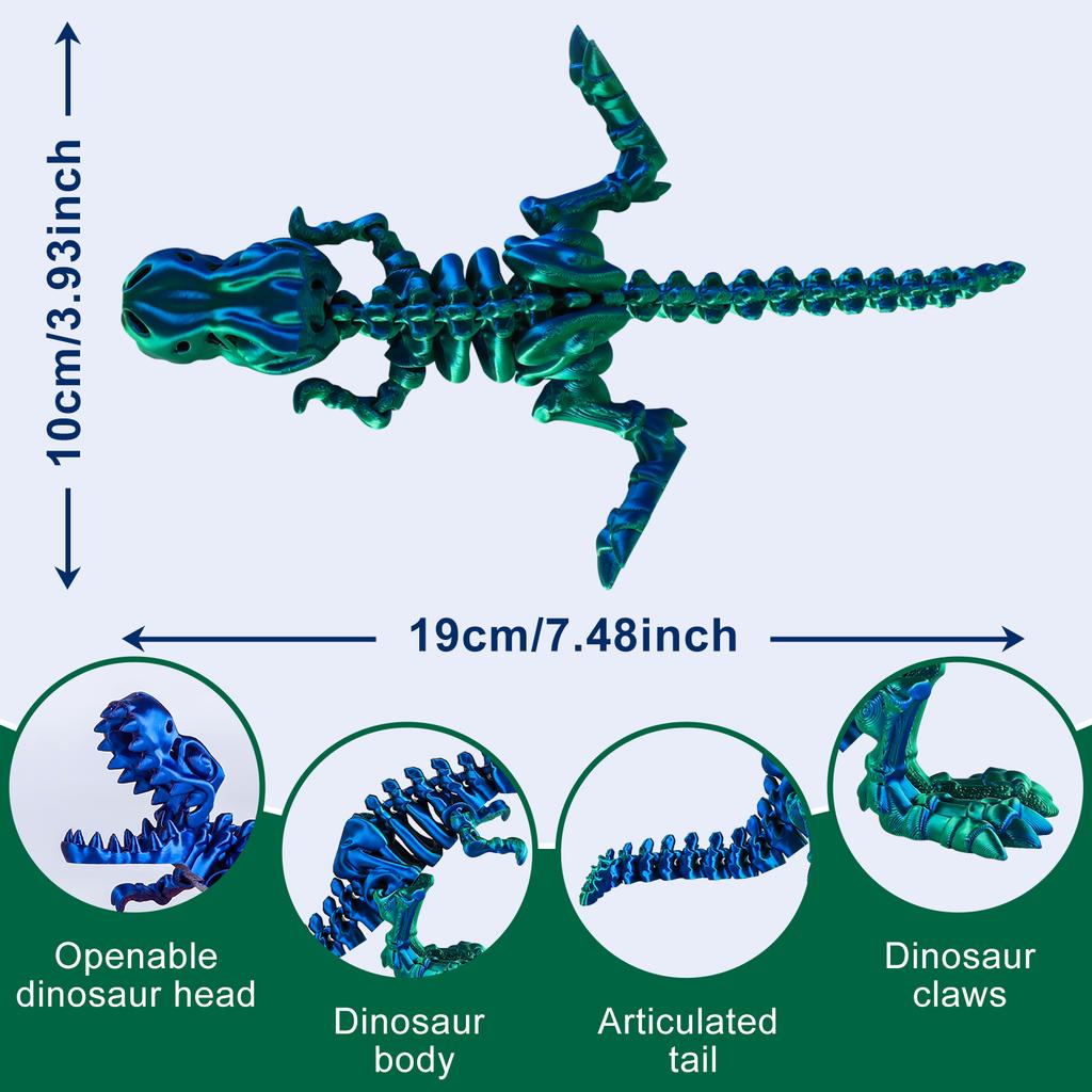 3D Printed Tyrannosaurus Rex Dinosaur Model W/ Movable Joints, Poseable Tail & Limbs, Realistic Desk Decor, Gift For Dino Lovers