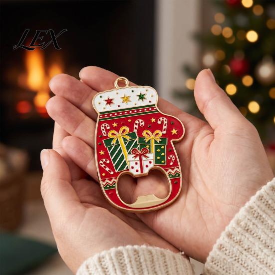 Cute Glove Shape Party Favors Christmas Bottle Opener, Remover with Magnetic Backing, Holiday Kitchen Gadget Accessories Durable Zinc Alloy