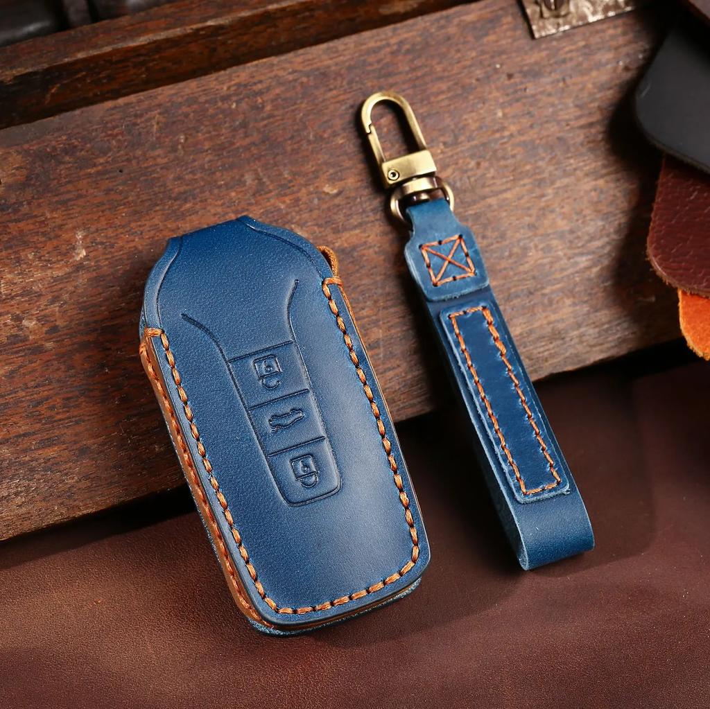 Leather Car Key Cover Keychain Holder Case Protector for VW Volkswagen Touareg 2018 2019 2020 2021 2022 2023 Remote Accessories
