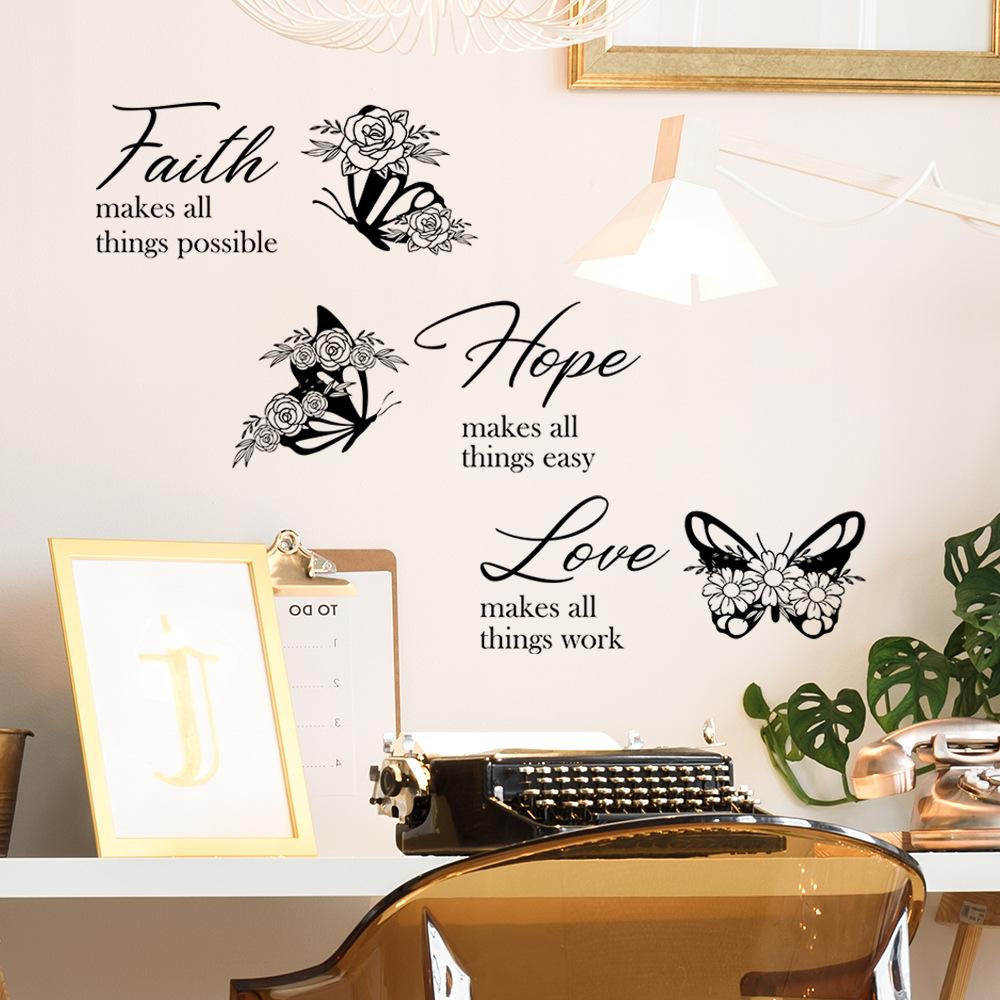 WZ9020 Inspirierender englischer Slogan Schmetterling Kommerzieller Ort Schlafzimmer Arbeitszimmer Zuhause Verschönerung Dekoration Wandaufkleber