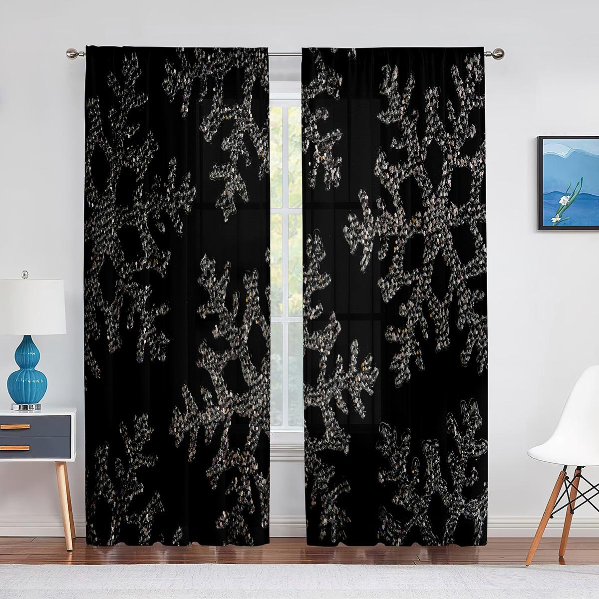 Снежинка Рождественская красная прозрачная занавеска для украшения гостиной Современная — фото 5