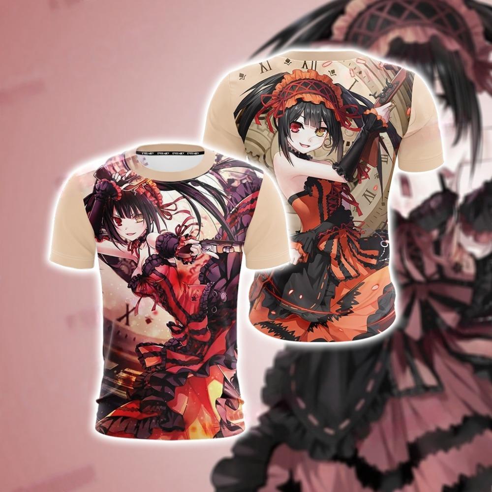 Retro-style *Date A Live* Kurumi Tokisaki Short-Sleeve T-Shirt — Unisex, Plus-Size, Loose & Breathable