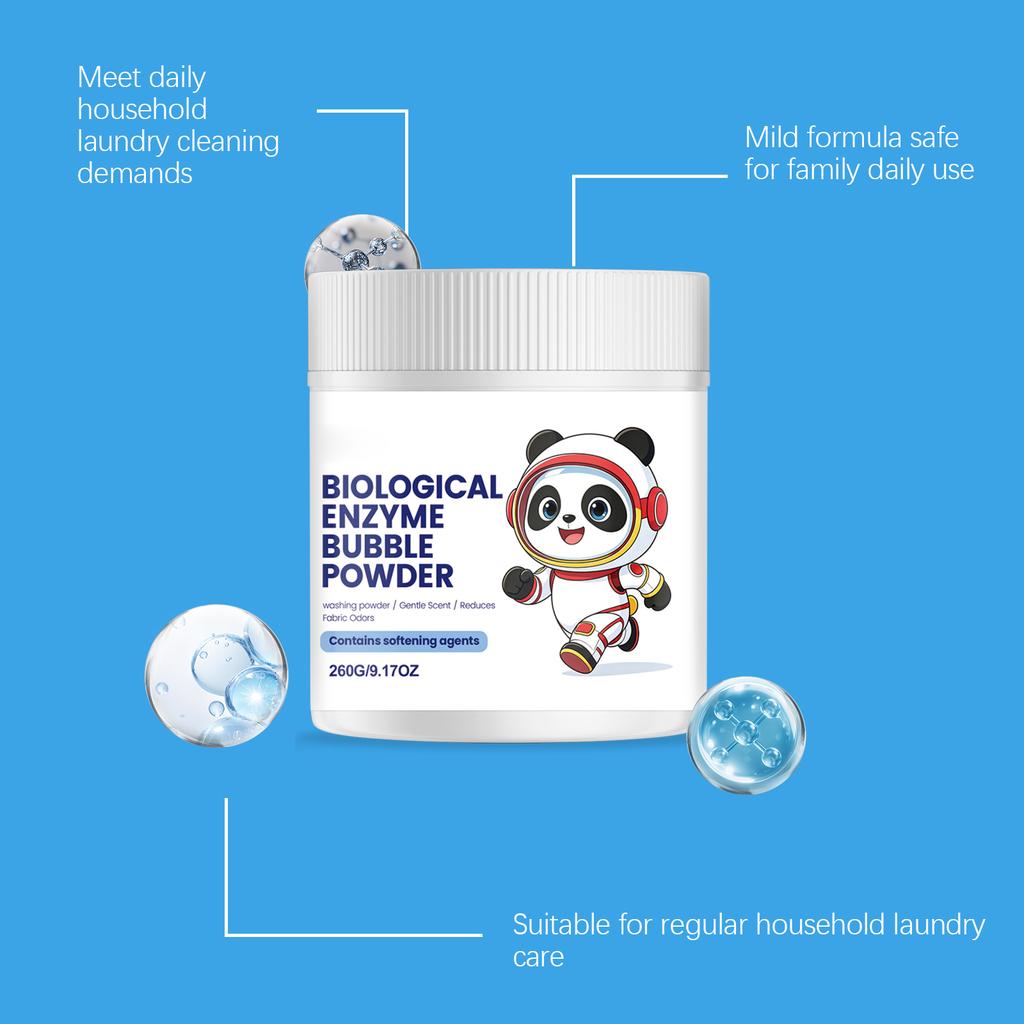 Biological Enzyme Bubble Powder Laundry Detergent Gentle Scent Softening Agents Fabric Odor Reduction 260G 9 17OZ