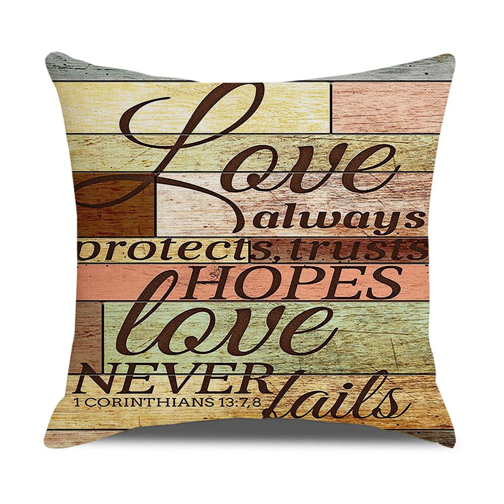 Retro American Wooden Board Letters Admonishment Digital Printing Linen Pillowcase New Home
