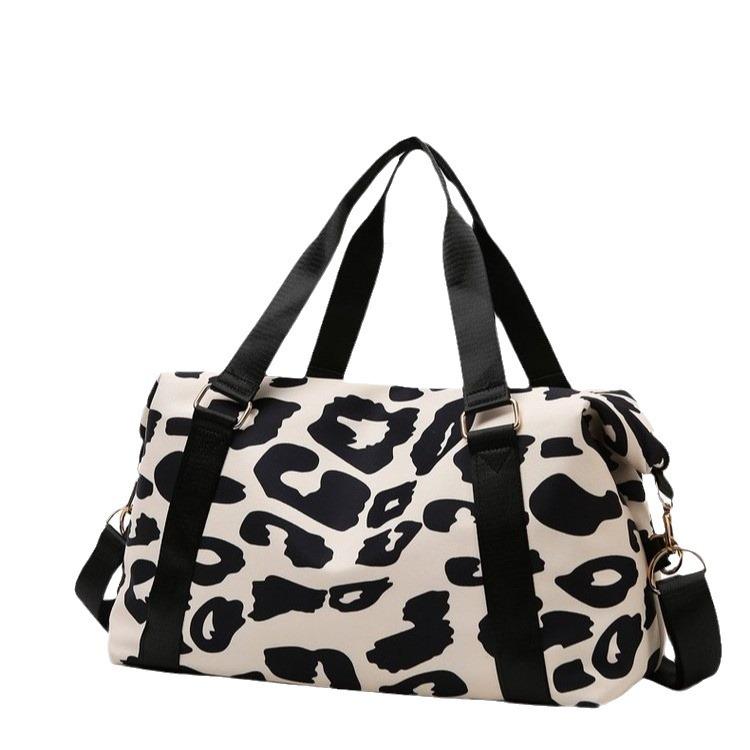 Lightweight Large Capacity Cow Print Travel Duffle Bag for Short Business Trips and Gym Use