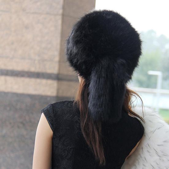 Winter Hat Ethnic Style Design Ear Protection Thickened Lining Faux Fur Ball Women Hat