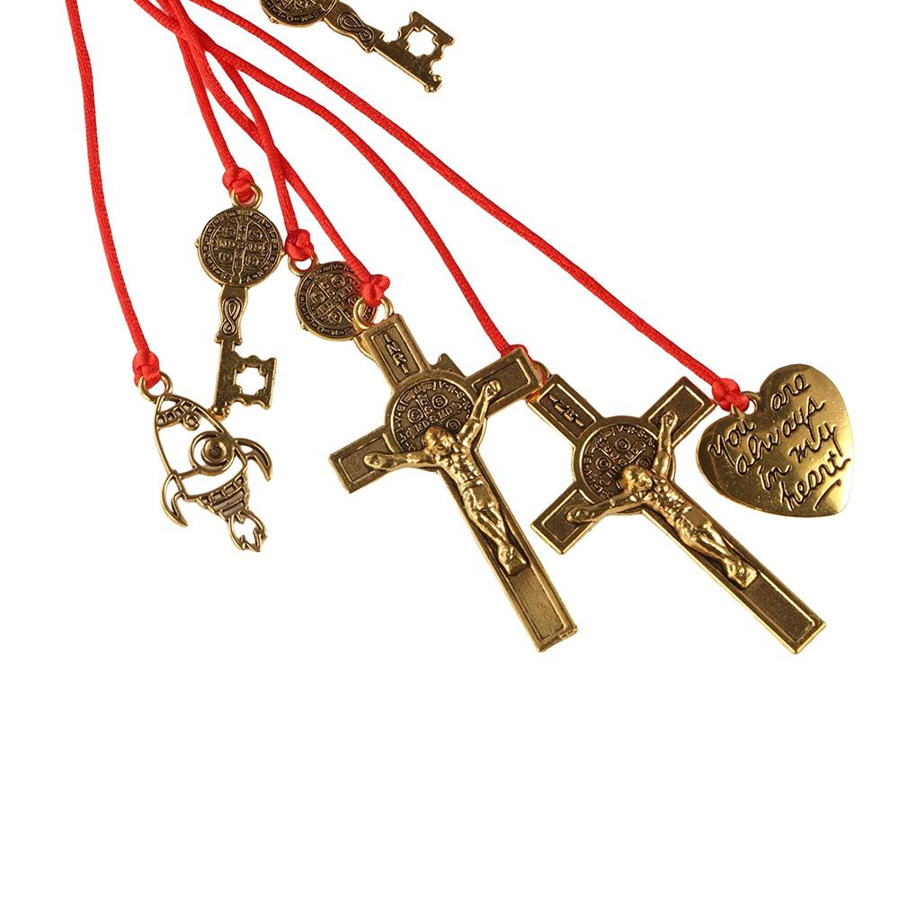 Vintage Catholic Hanging Ornaments Catholic San Benito Medalla Cross  Home Office Decoration