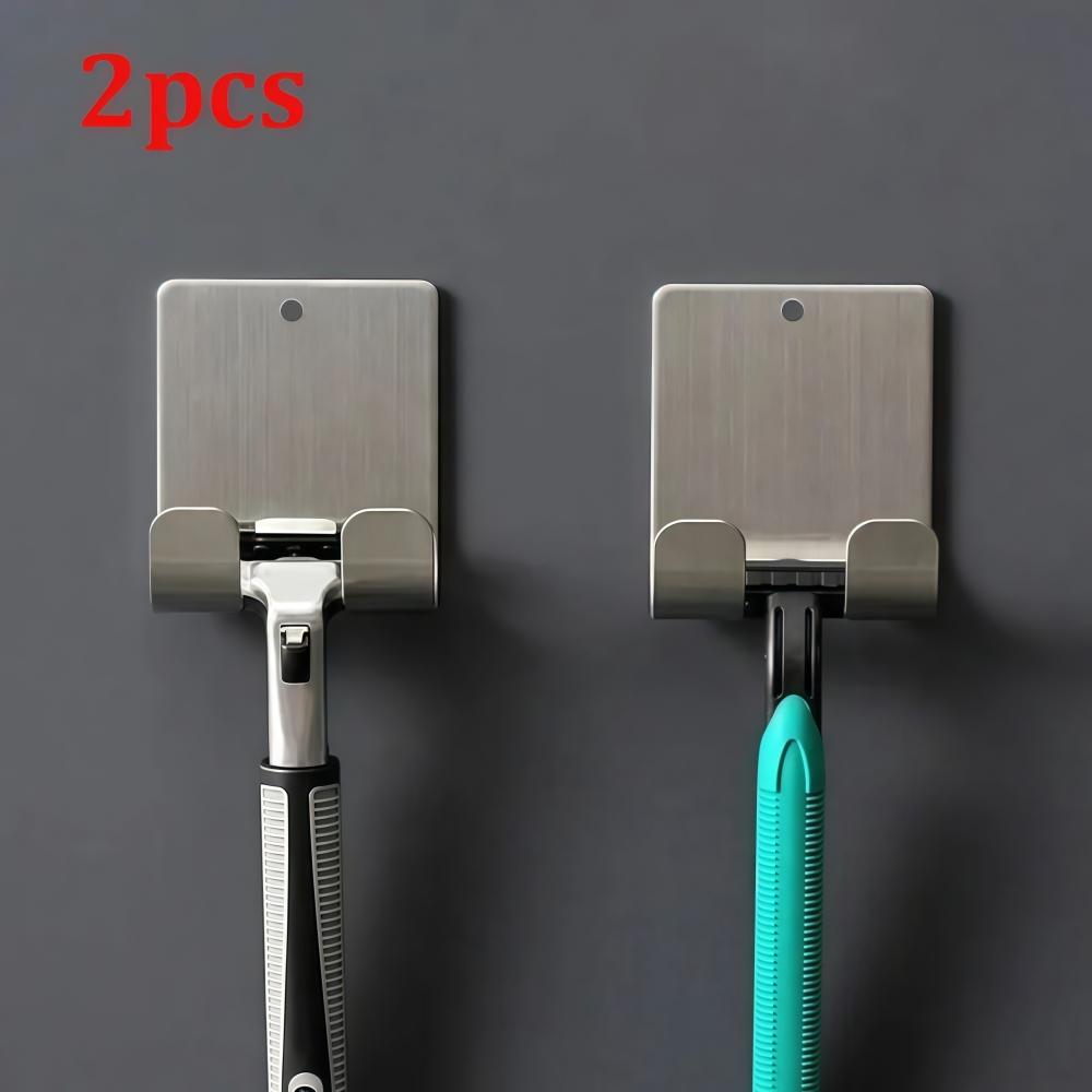 

2Pcs Stainless Steel Razor Holder Shaving Stand Bathroom Shaver Storage Rack Hook Organizer for Bathroom Accessories