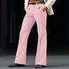 Vintage Men's Bell-Bottom Solid Color Flared Trousers Spring Autumn Casual Pleated Suit Pants Men Stylish Slim Elastic Trousers