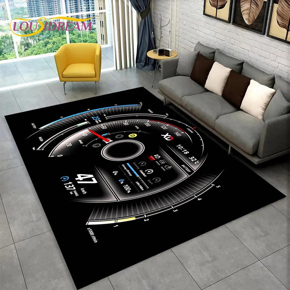 Alfombra grande para tablero de instrumentos de carreras de autos en 3D, alfombra para sala de estar, dormitorio, sofá, cocina, decoración, alfombra antideslizante para juegos de niños