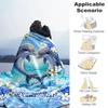 1PC Custom Name Dolphins Heart Shape Flannel Blanket Versatile,all-season Throw Suitable for the Living Room,bedroom,camping,travel,and Gift