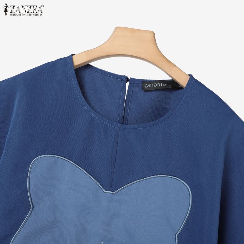 ZANZEA Conjuntos Casuais de Duas Peças para Mulheres: Blusa Floral de Manga Curta e Calças