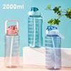 Tragbare Sport-Trinkflasche mit Zeitmarkierung 2l Große Kapazität Wasserbecher Wasserkrug mit Griff