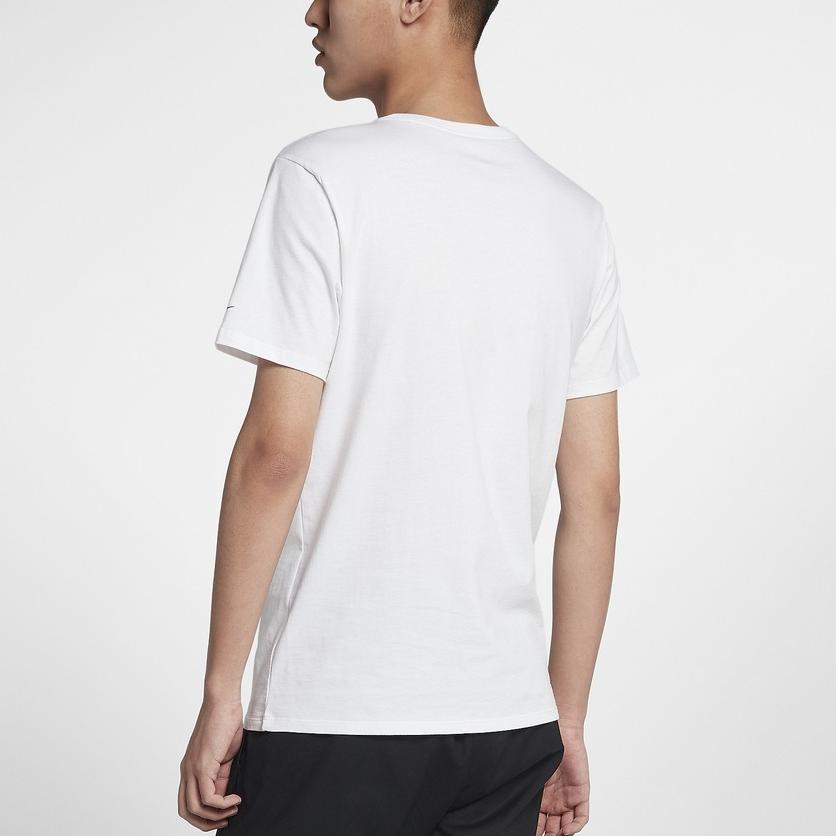 Nike Solid Color Logo Print Cotton Crew Neck T-Shirt Men Tops White AQ5189-100