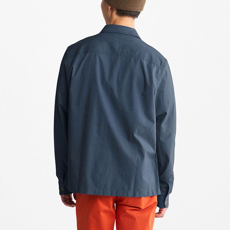 Timberland Casual Breathable Solid Long Sleeve Pocket Shirt Men shirts Deep-Indigo A62E9-288