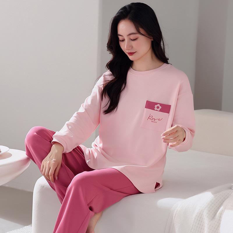 Pajamas Women'S Pure Cotton Long-Sleeved Spring And Autumn Loose Casual Large-Size Women Can Wear Cotton Loungewear Set