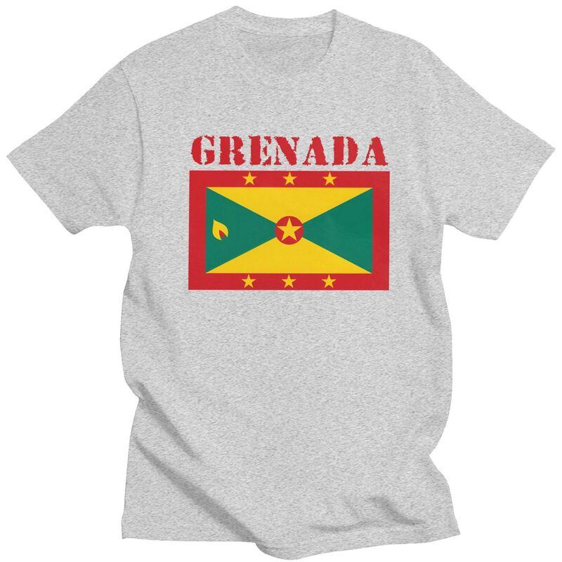 Individuelle Herren Grenada Flagge T-Shirts Kurzarm Baumwoll-T-Shirt Streetwear T-Shirt Lässiges T-Shirt Slim Fit Kleidung