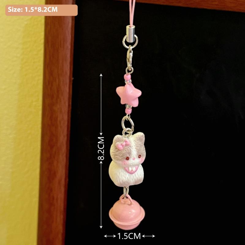 

Милый мультяшный объемный котенок, колокольчик, шнурок для мобильного телефона с бусинами, подходящий брелок, женская модная подвеска для сумки, аксессуары