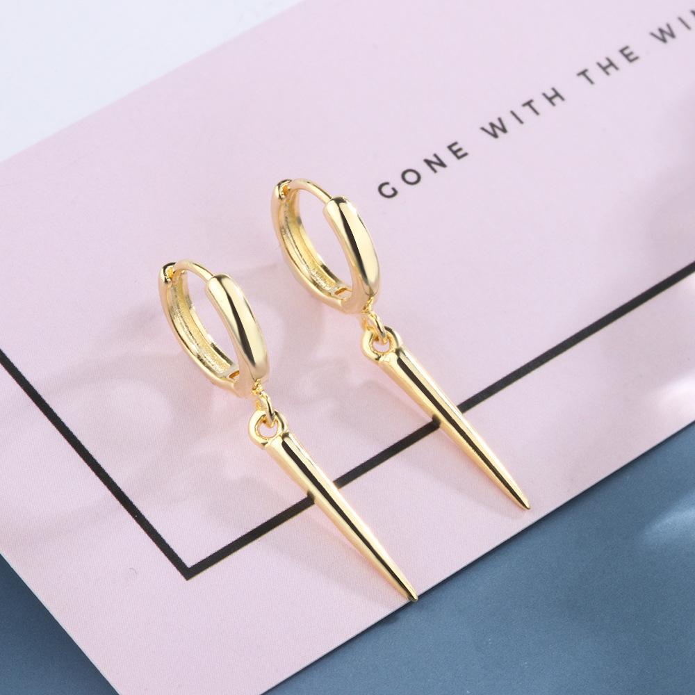 925 Sterling Silver Earrings Cone Pendant Electroplated Gold Women's Elegant Fashion Wedding Anniversary Earrings Jewelry Gift
