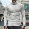 Men's Pullover Mock Neck Long-Sleeve Top - Comfortable Daily Solid/Stripe Basic Base Layer