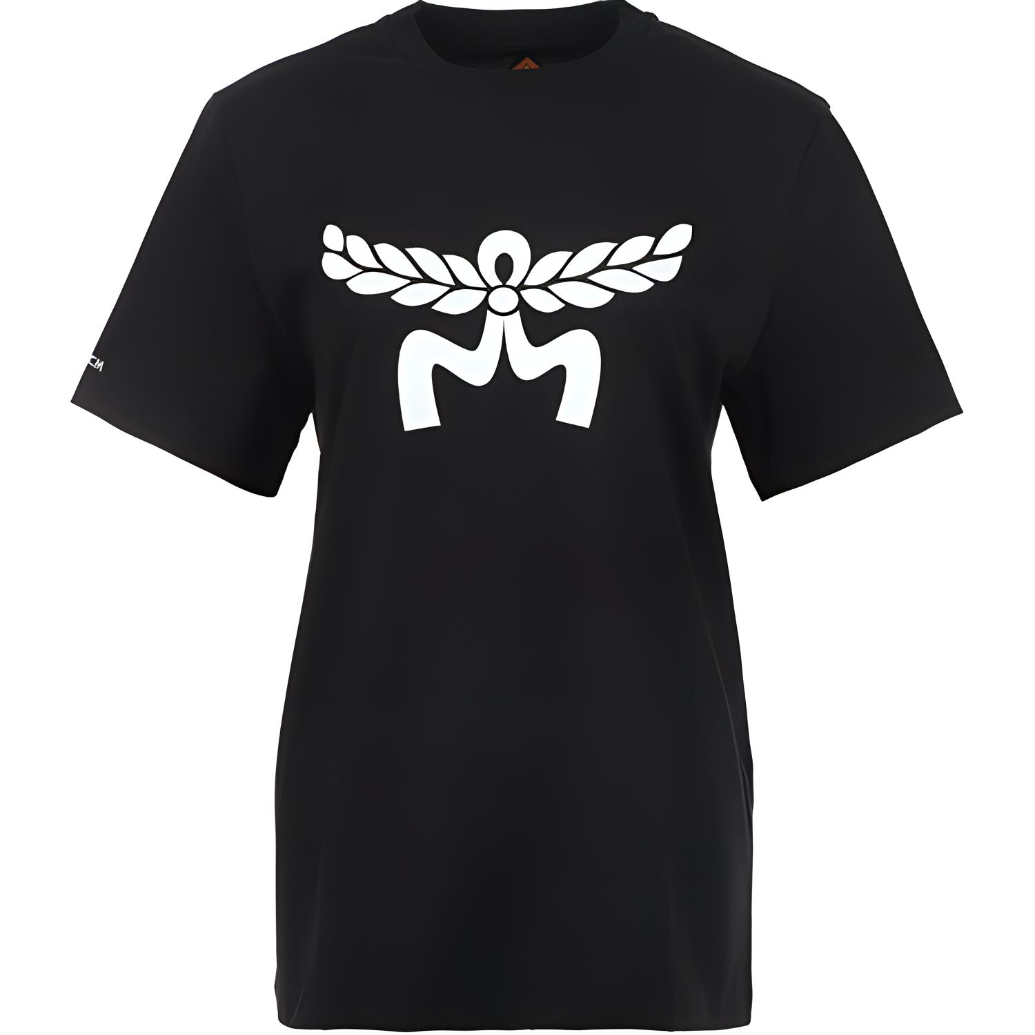 MCM Ss24 Letter Pattern Loose Round Neck Short Sleeve T-Shirt Men Tops Black MHTESMM05BK M