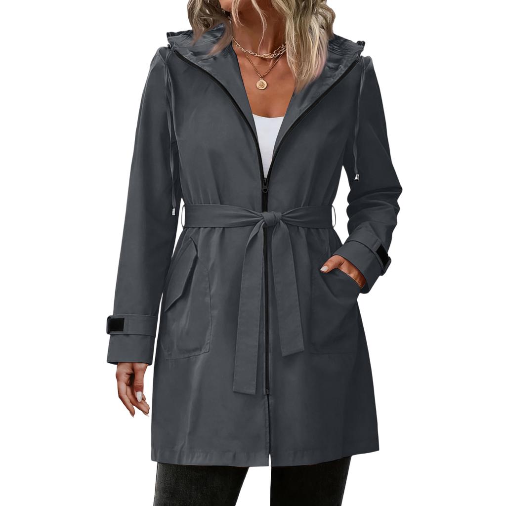 Damen Regenmäntel Mit Kapuze Leichte Outdoor Kapuzen Windjacke Trenchcoat Jacke Große Größen