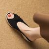 Fashion Black Butterfly Fish Mouth Wedge Heels Thick-soled Sandals for Women Summer New French Versatile Straw Woven High Heel Slippers