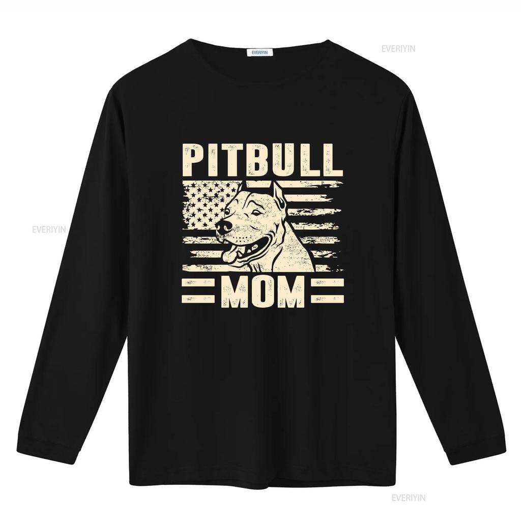 Pitbull Mom T Shirt Dog Mother Mama Lover Owner Woman Vintage Washed Casual Top For Everyday Wear Homme Graphic Versatile