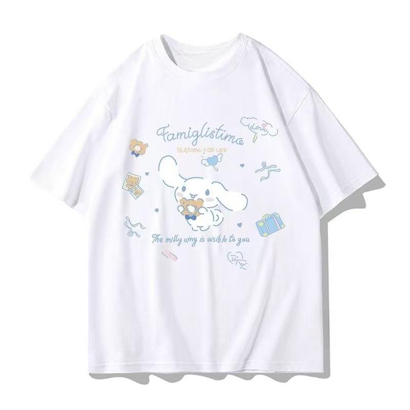 2026 Summer New Design Sanrio Cartoon Print Pure Cotton LooseFitting Breathable Womens ShortSleeved Tshirt S