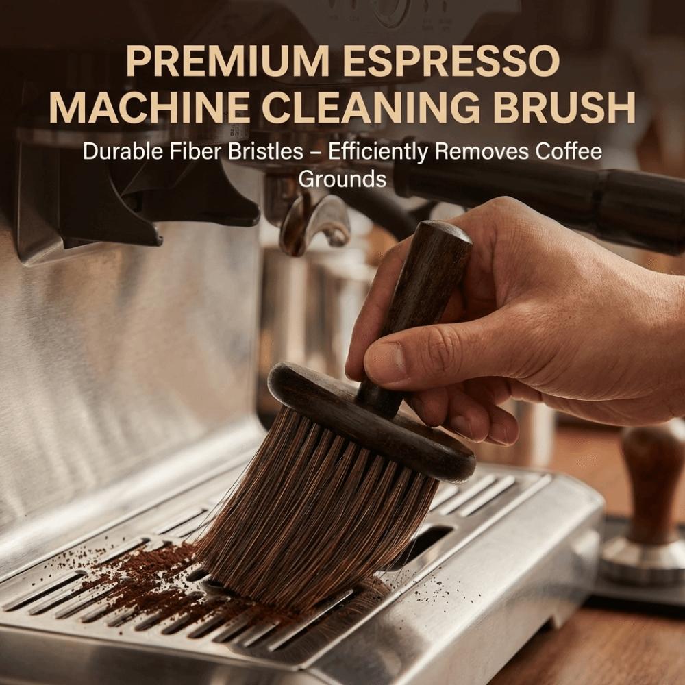 Nylon Espresso Machine Brush Walnut Wood Dust Clean Brush  Camera Lens