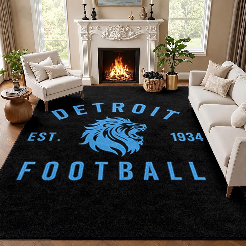 Detroit Lions Carpet Door Mat for Living Room or Bedroom Protective Mat Under Chair Office Decoration Christmas Gift Birthday Present