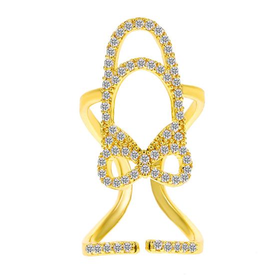 Inel de unghii Hollow strălucitor stras încrustat strălucitor reglabil deschidere geometrică manichiură inel comun femei