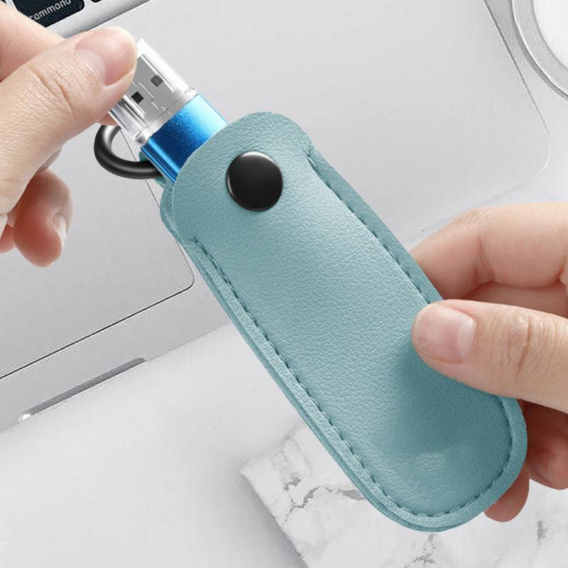 Leather U Disk Pouch Protective Cover Storage Bag USB Flash Drive Memory Stick Case Key Ring Holder Digital Accessories