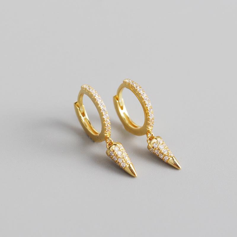 

ANENJERY женские модные украшения французские серьги-кольца с конусом для женщин геометрические CZ золотые и серебряные ювелирные изделия подарки S-E1376